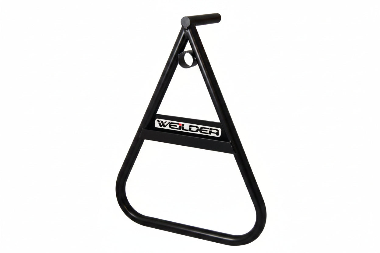 Weilder Pro Sill Stand for race and rally cars when in pits and service. Black frame with chassis mounting pin