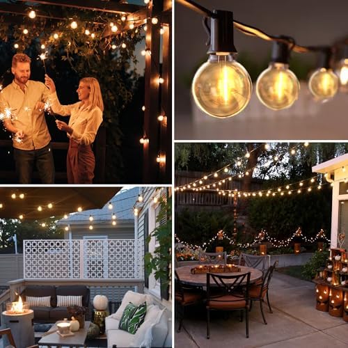 DSLebeen Festoon Lights Outdoor Garden: LED String Lights Mains Powered 45M 150FT G40 Globe Bulbs Warm White 2700K Connectable Decorative Outside Lighting Hanging for Patio, Gazebo, Pergola, Yard - Race Rally Supplies