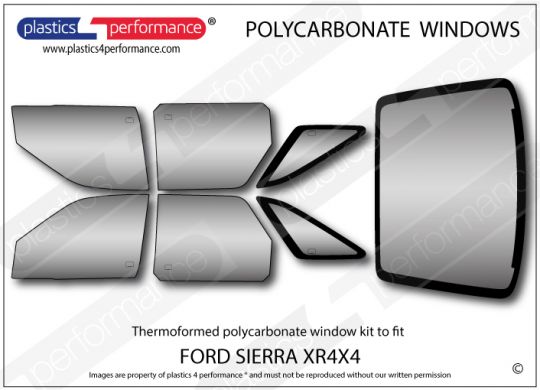 FORD - Sierra XR4x4 - Lexan Polycarbonate window kit - Race Rally Supplies