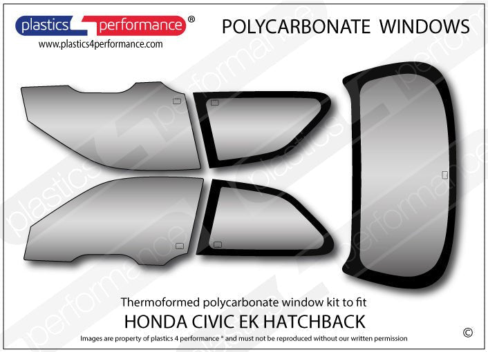 HONDA - Civic EK - Lexan Polycarbonate window kit - Race Rally Supplies