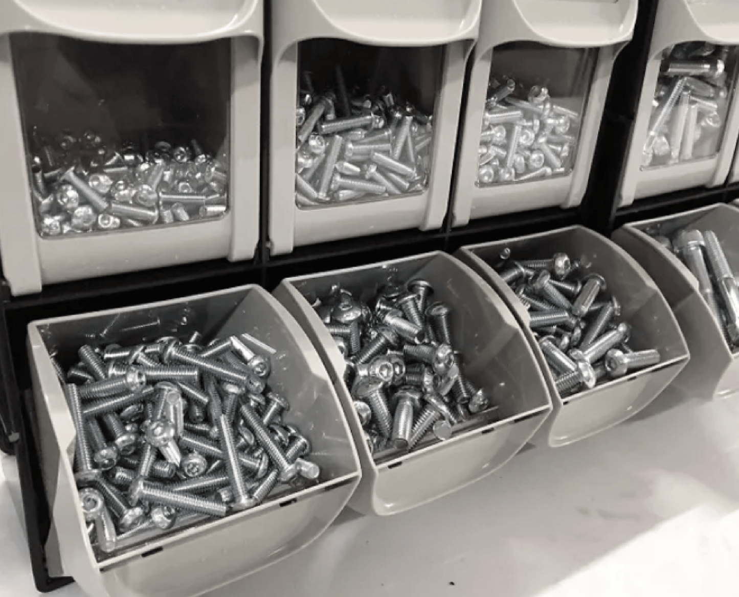 Modular Tilt Bin Parts Storage Wall Compartment 10 MIX Units / 66 Bins - Race Rally Supplies