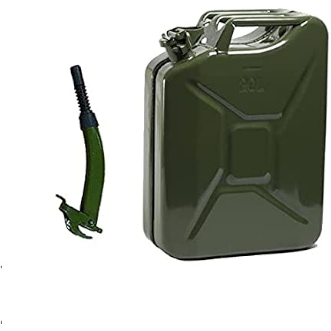 Opticare 20 Litre Green Metal Jerry Can With Spout (UN Approved, GS/TUV Certification) - Race Rally Supplies