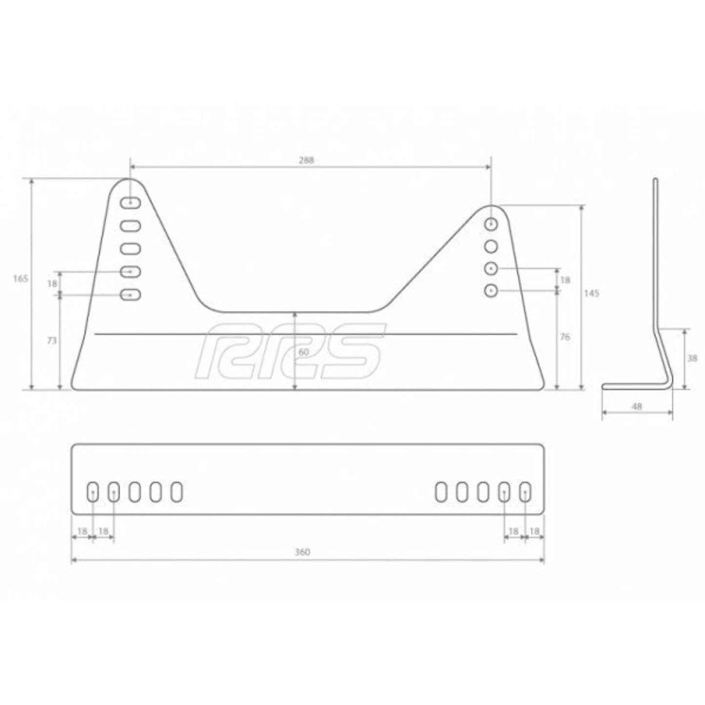 RRS Steel Seat Mounting Brackets (for 1x Seat) - Race Rally Supplies