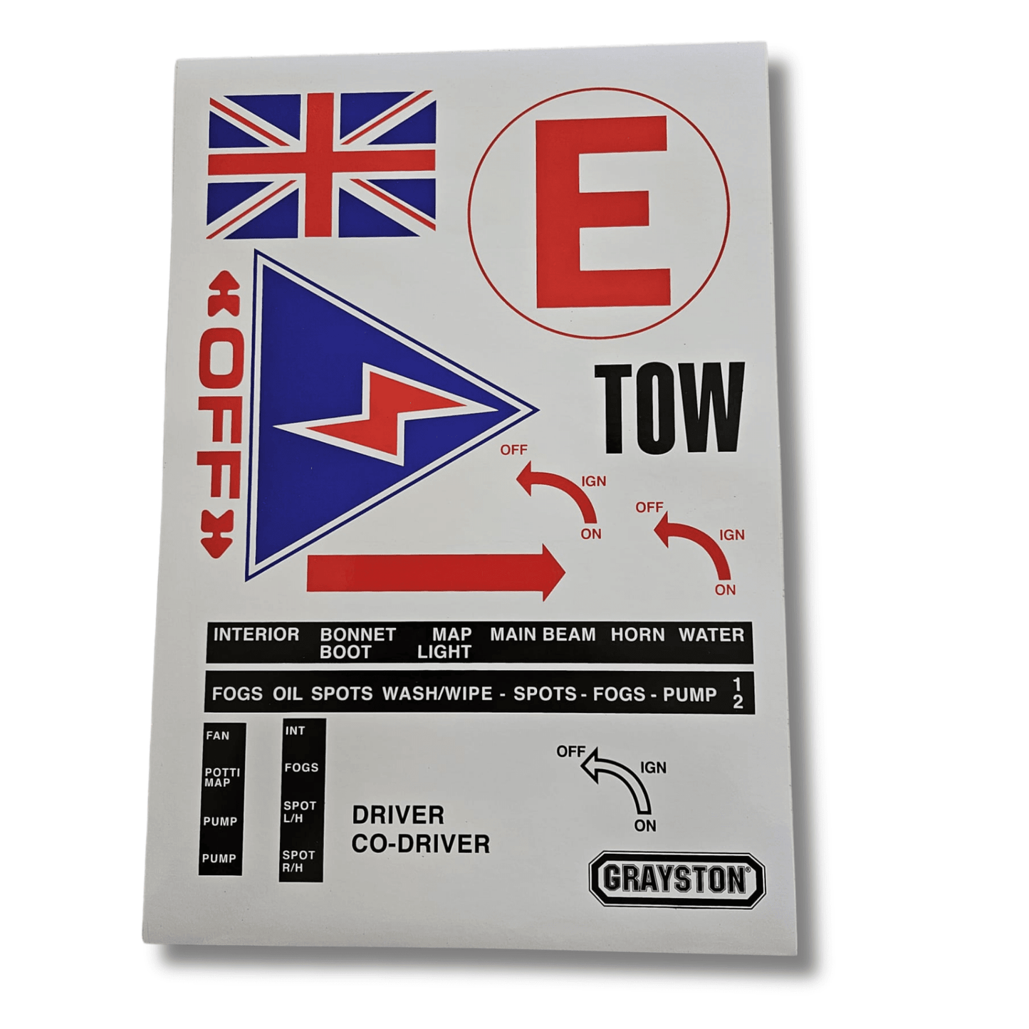 Safety Decal Sheet - Scrutineers Delight - Race Rally Supplies