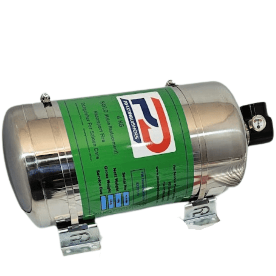 Plumbed-in PD Extinguishers Haylo electrical fire suppression bottle with digital activation loom for FIA motorsport safety.