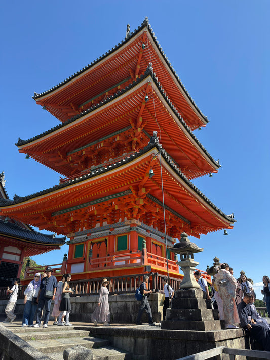 Ancient wooden Japanese temple surrounded by trees, symbolizing the cultural roots of local sourcing infrastructure.