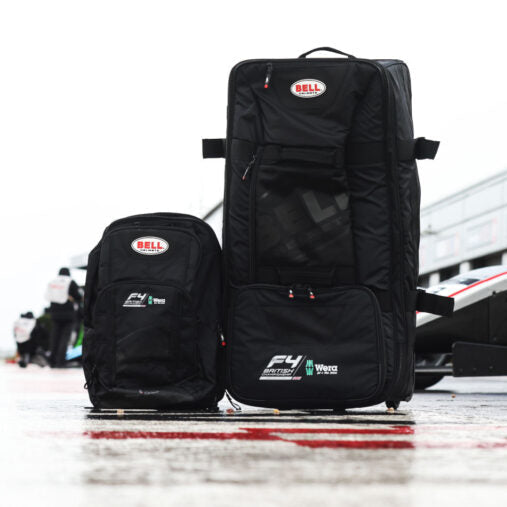 Bell Motorsport bags in front of an F4 racing car