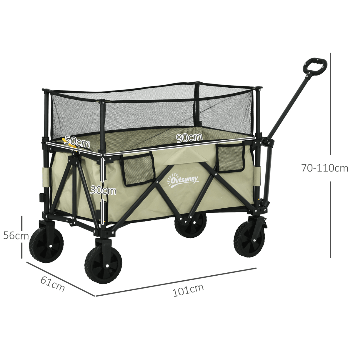 180L Folding Pit Trolley Wagon – Extendable Side Walls - Race Rally Supplies