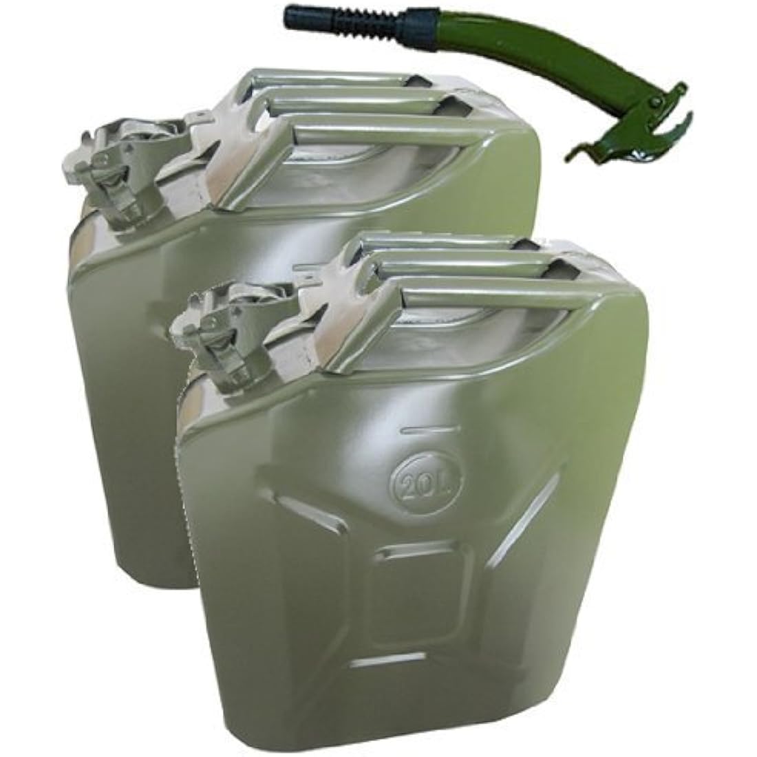 2 x Green 20 Litre Jerry Can with 1x Spout - Race Rally Supplies