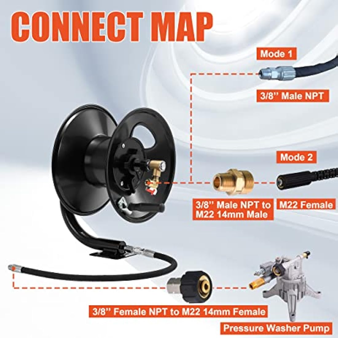 30 Metre Pressure Washer Hose Reel, Heavy Duty Steel - Race Rally Supplies