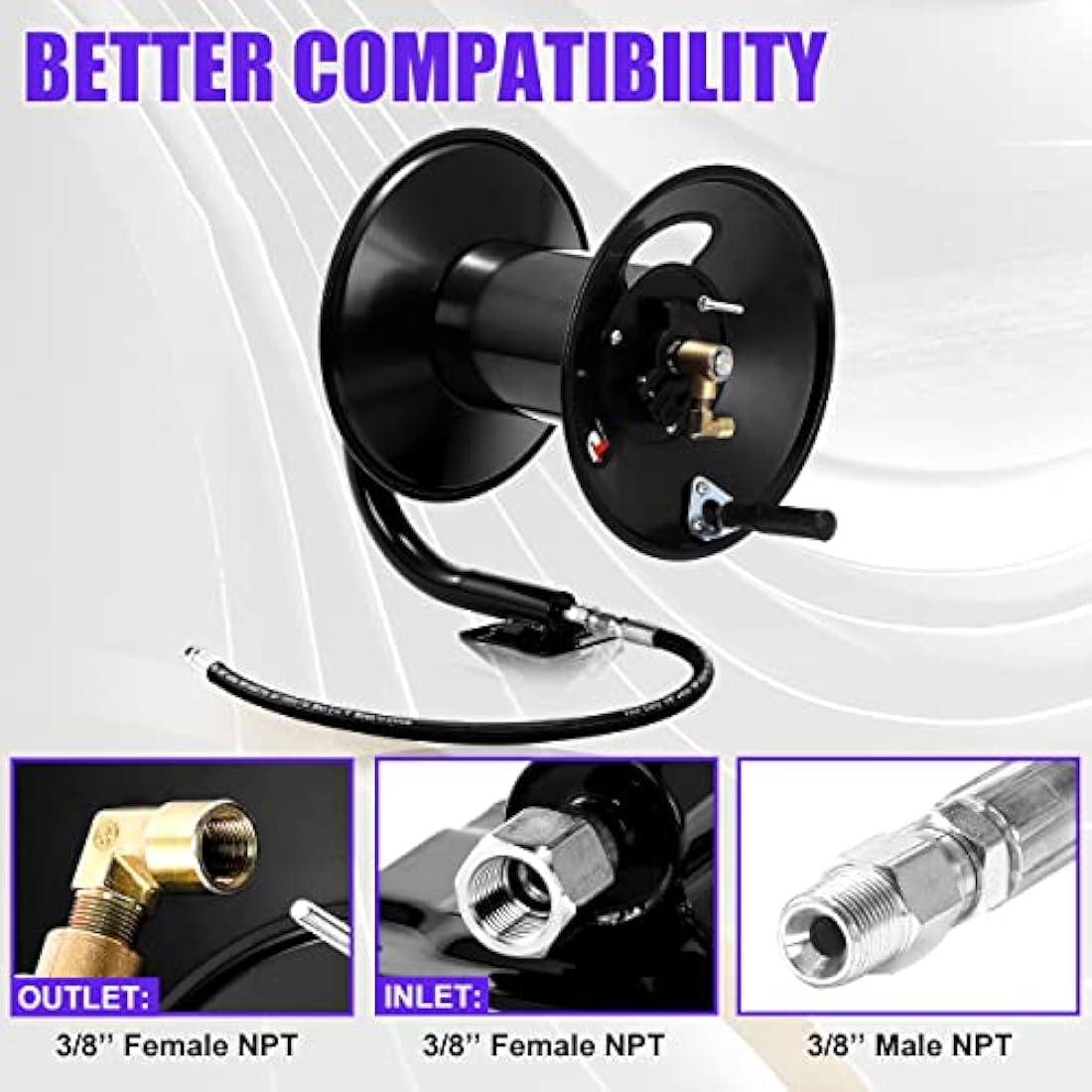 45 Metre Heavy-Duty Pressure Washer Hose Reel – 3/8" Hose, 4000 PSI, Steel Hand Crank - Race Rally Supplies