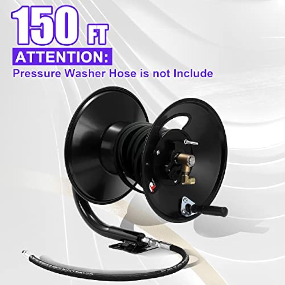 45 Metre Heavy-Duty Pressure Washer Hose Reel – 3/8" Hose, 4000 PSI, Steel Hand Crank - Race Rally Supplies