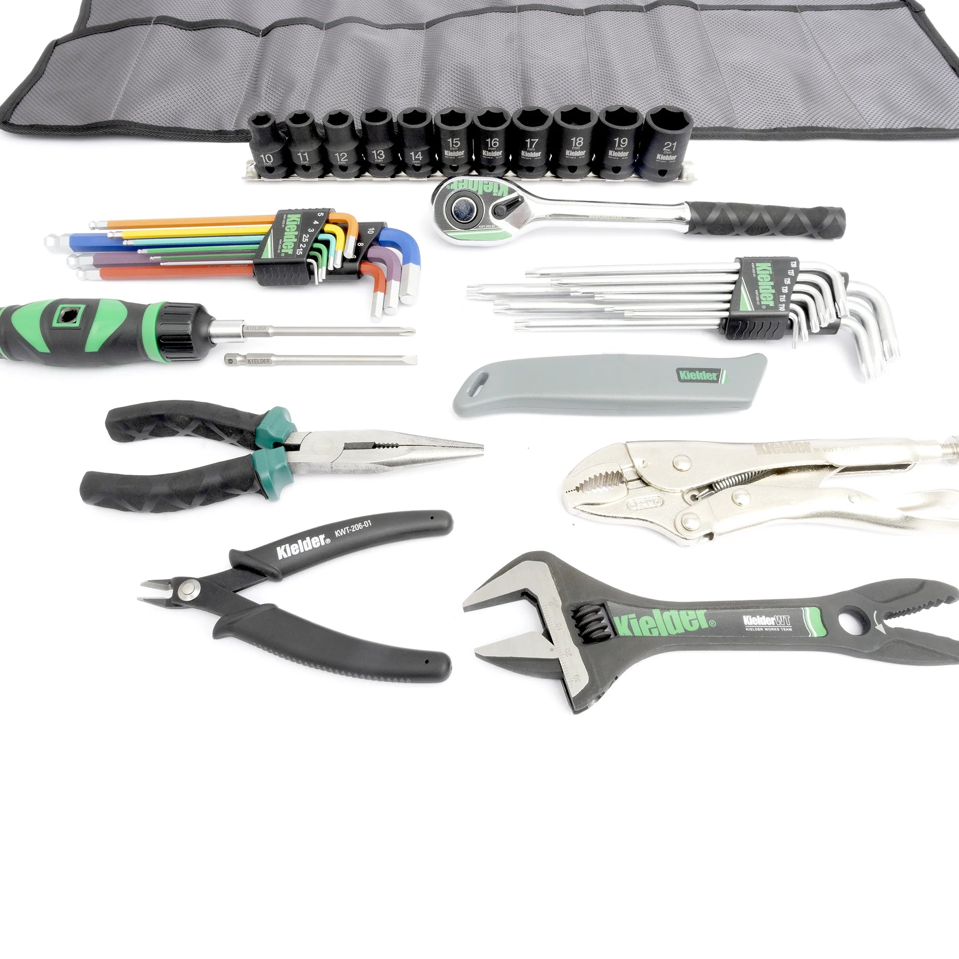 Kielder KWT-250 loaded hand tool roll technician kit contents