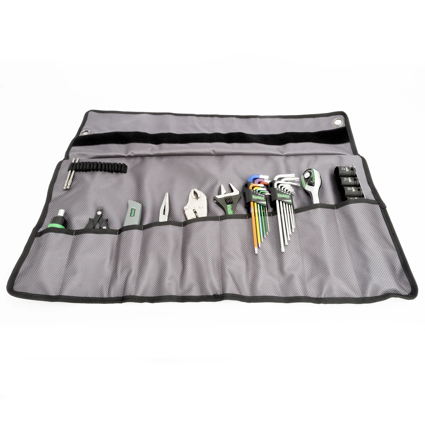 Kielder KWT-250 loaded hand tool roll technician kit opened