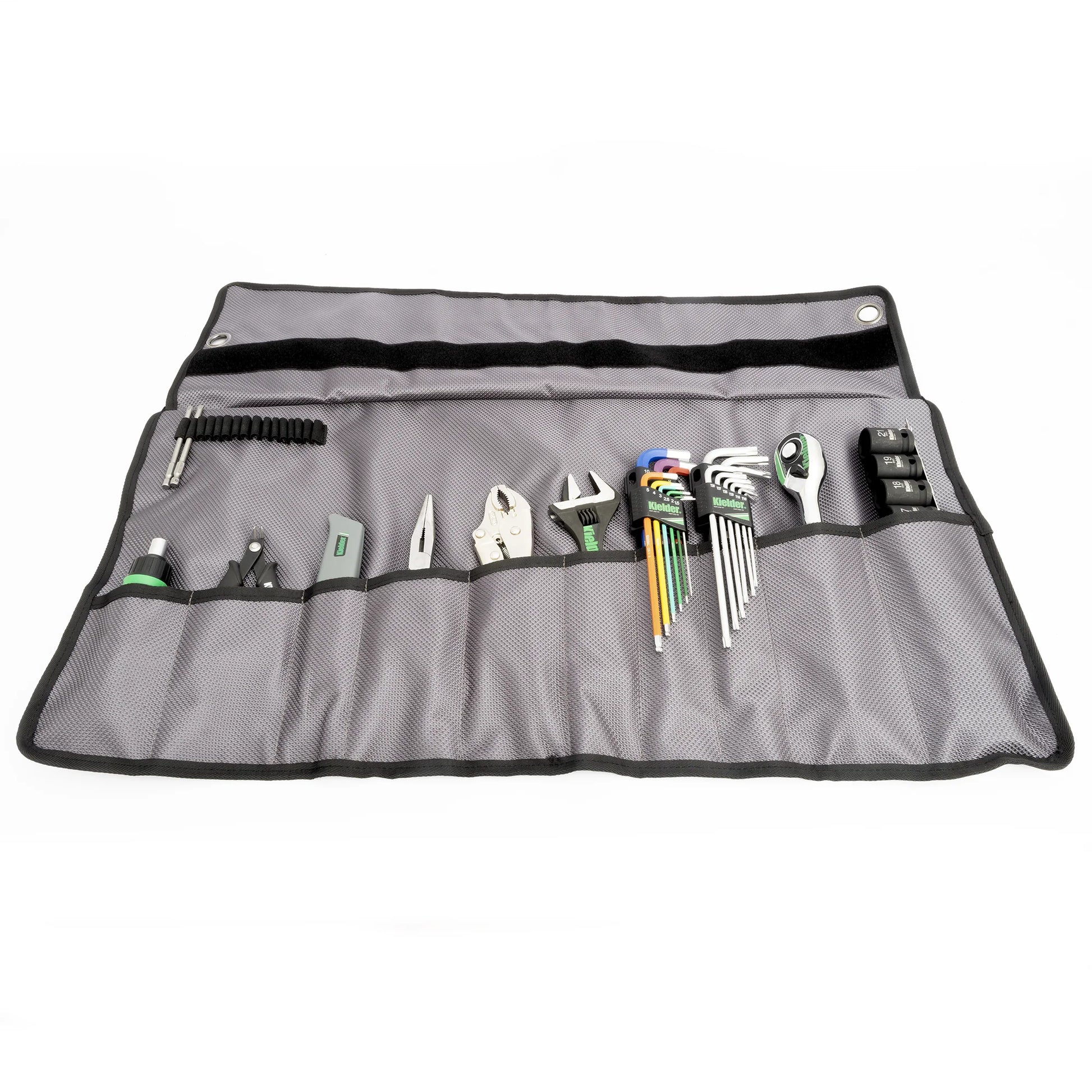 Kielder KWT-250 loaded hand tool roll technician kit opened