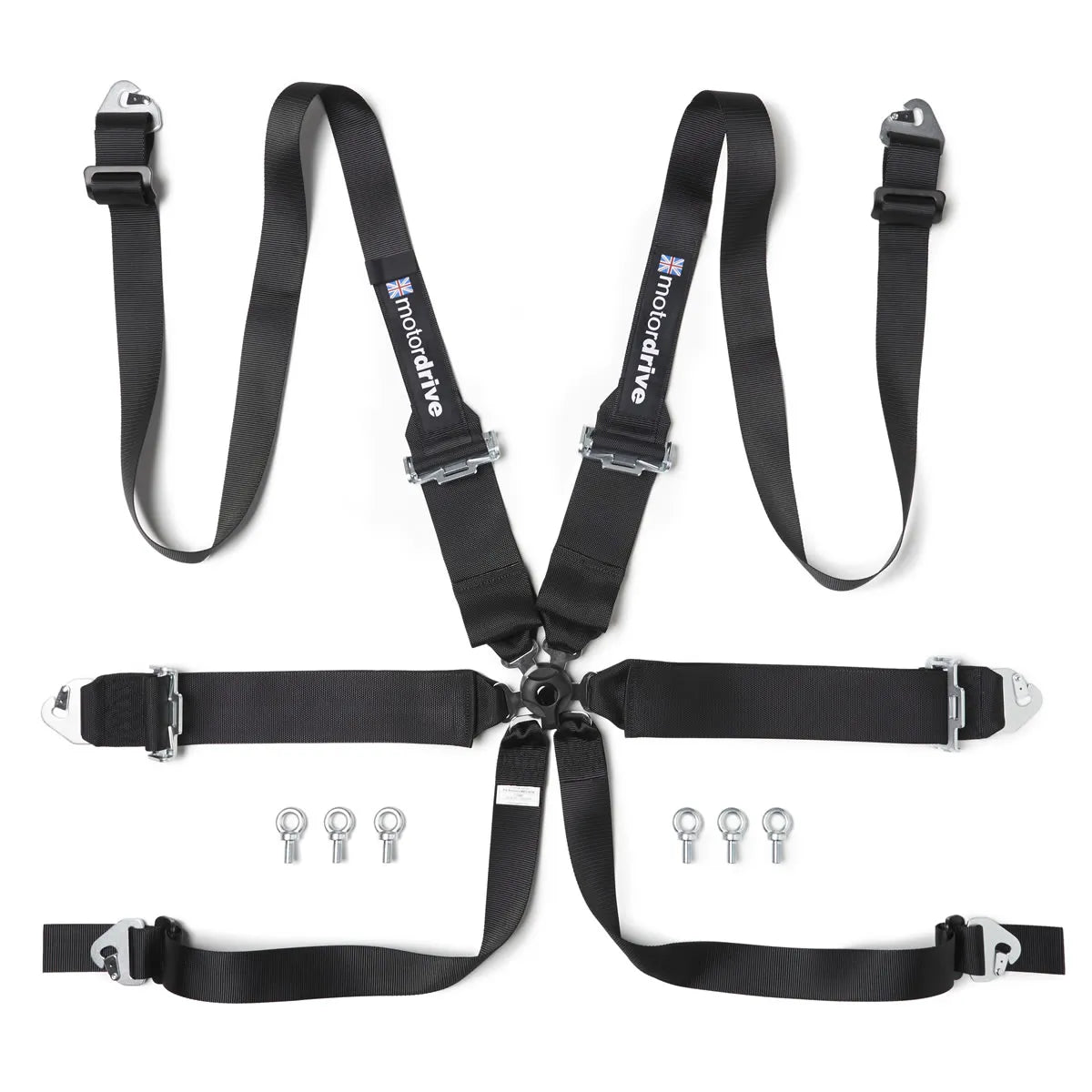 Motordrive 6 point TRS racing harness 3 inch 2 inch HANS compatible motorsport seatbelt