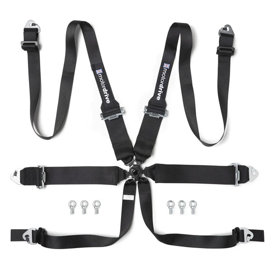 Motordrive 6 point TRS racing harness 3 inch 2 inch HANS compatible motorsport seatbelt
