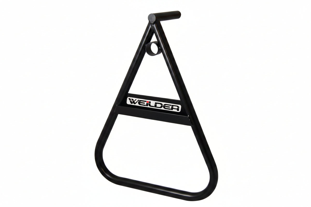 Weilder Pro Sill Stand for race and rally cars when in pits and service. Black frame with chassis mounting pin
