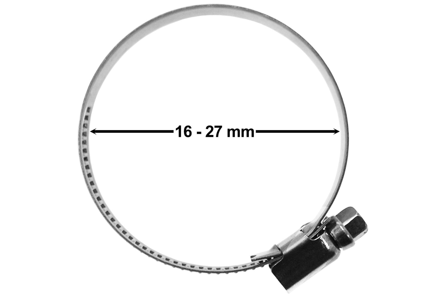 A2 Hose Clip 16mm-27mm - Adjustable 304 Stainless Steel Duct Clamps Hose Pipe Clamps Air Ducting Clamp Worm Drive Hose Clamps - Race Rally Supplies