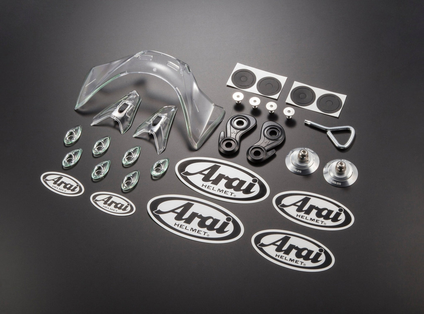 Arai GP-7SRC Standard Eyeport FIA 8860-2018 motorsport helmet showing hologram accessories 