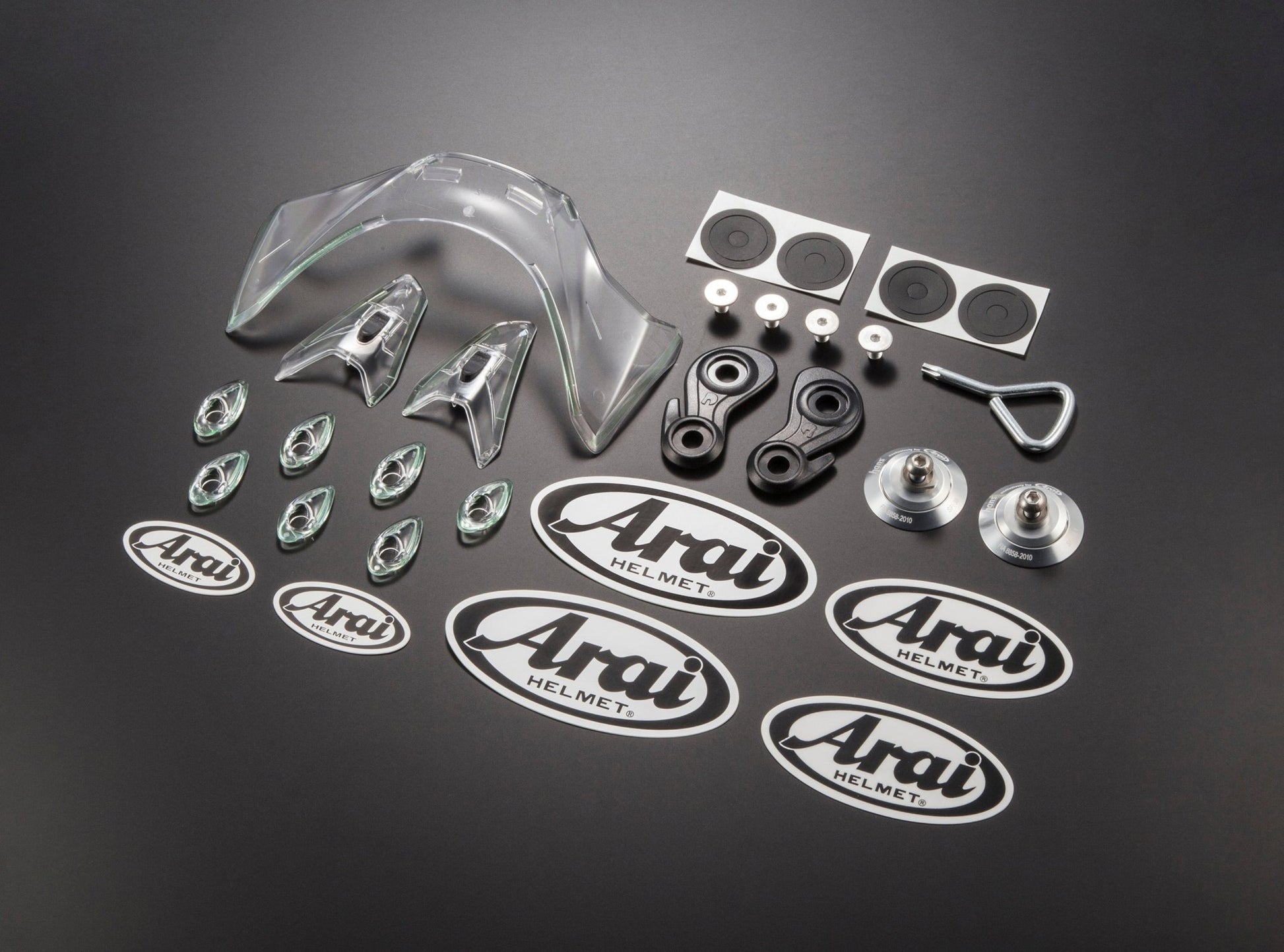 Arai GP-7SRC Standard Eyeport FIA 8860-2018 motorsport helmet showing hologram accessories 