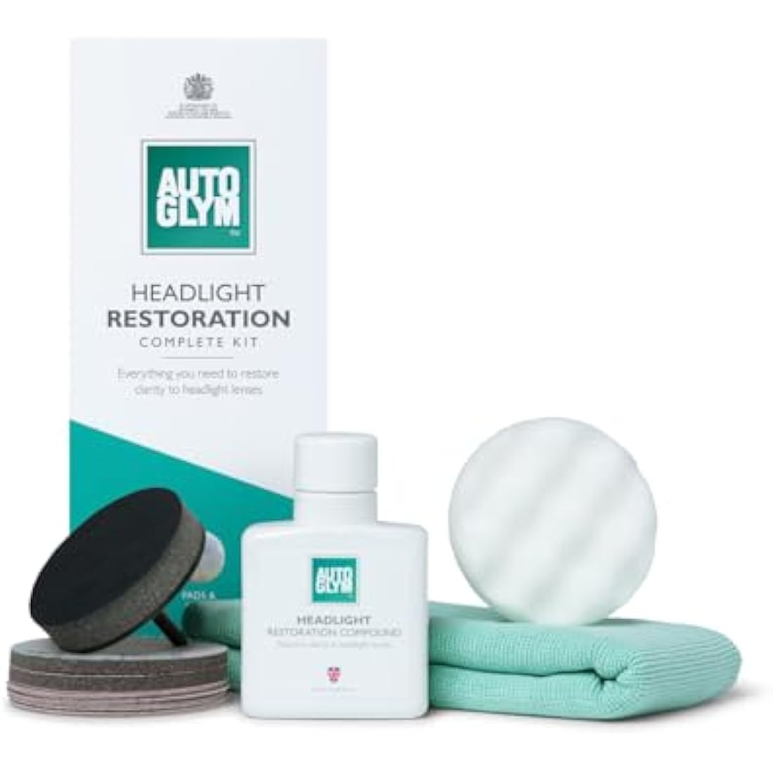 Autoglym Headlight Restoration Complete Kit – Drill-Powered, Restores Cloudy Headlights - Race Rally Supplies