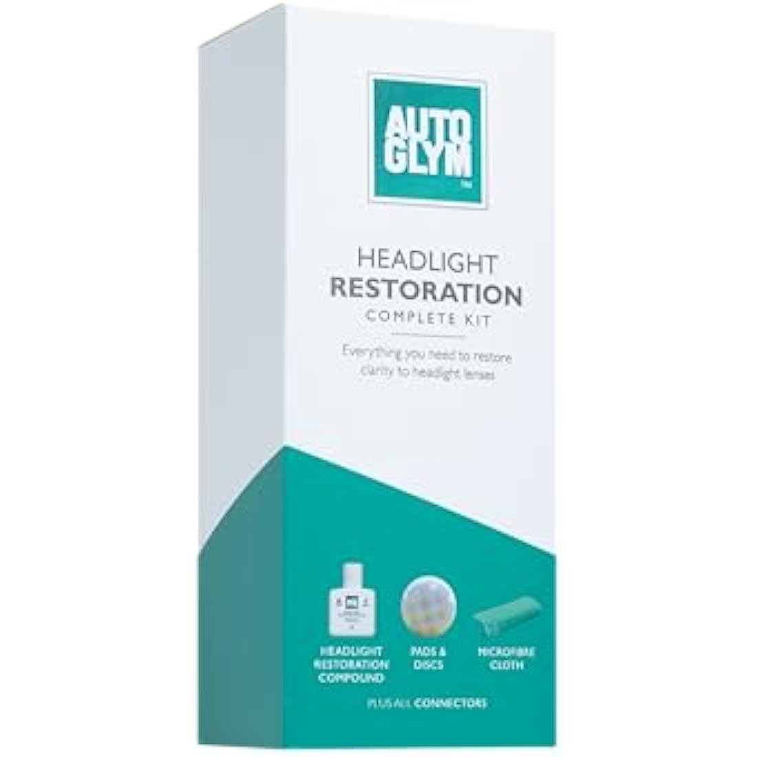 Autoglym Headlight Restoration Complete Kit – Drill-Powered, Restores Cloudy Headlights - Race Rally Supplies