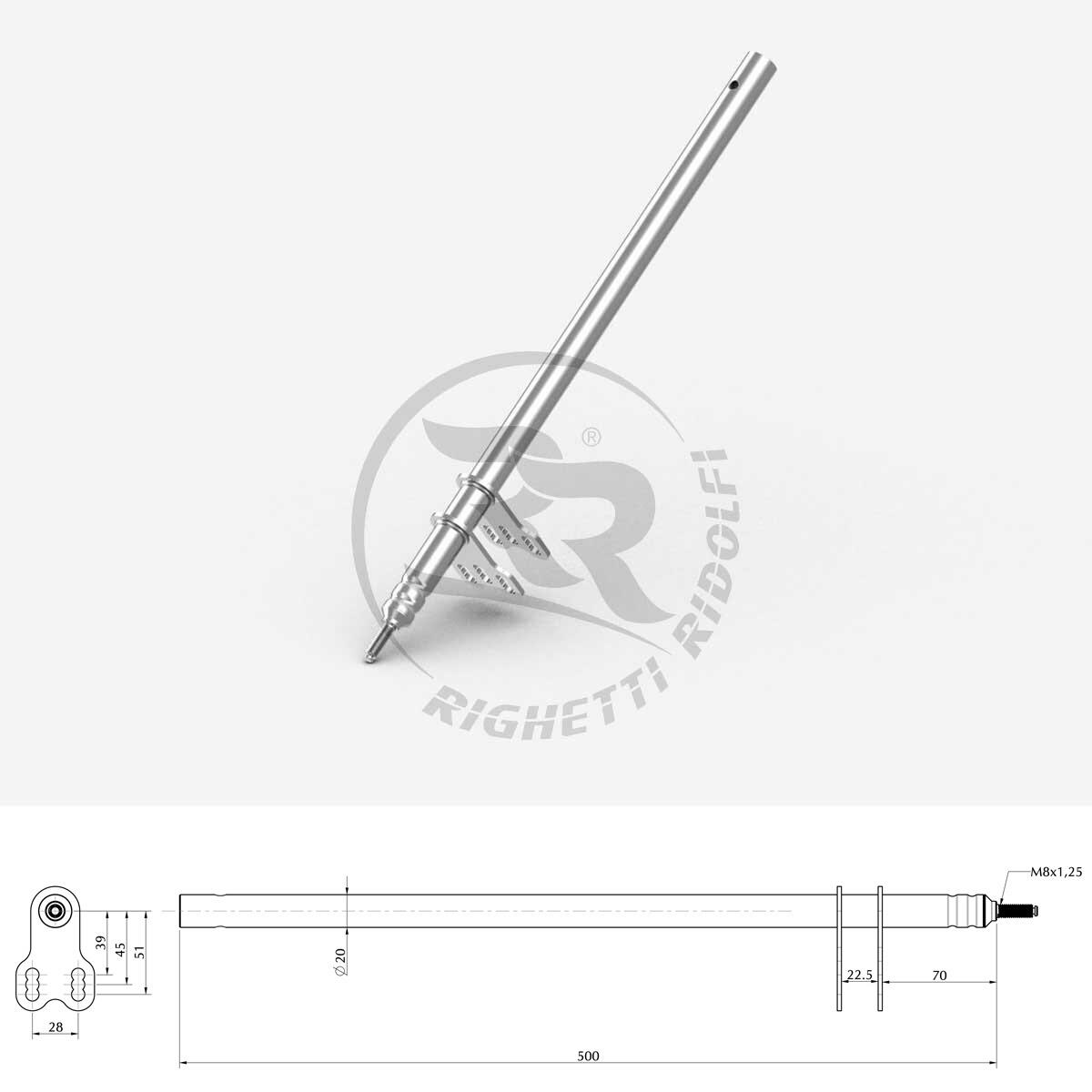 Birel Compkart Freeline Pattern M8 500mm Steering Column - Race Rally Supplies