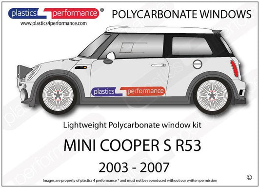 BMW MINI - MK1 R50 R53 - Lexan Polycarbonate window kit - Race Rally Supplies
