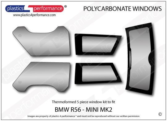 BMW MINI - MK2 R56 - Lexan Polycarbonate window kit - Race Rally Supplies