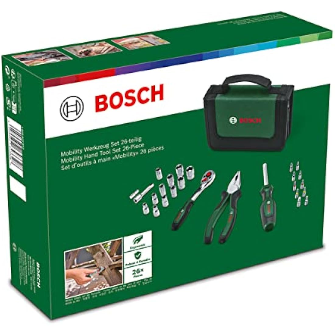 Bosch 26-Piece Hand Tool Set – Compact On-the-Road Kit in Fabric Bag - Race Rally Supplies