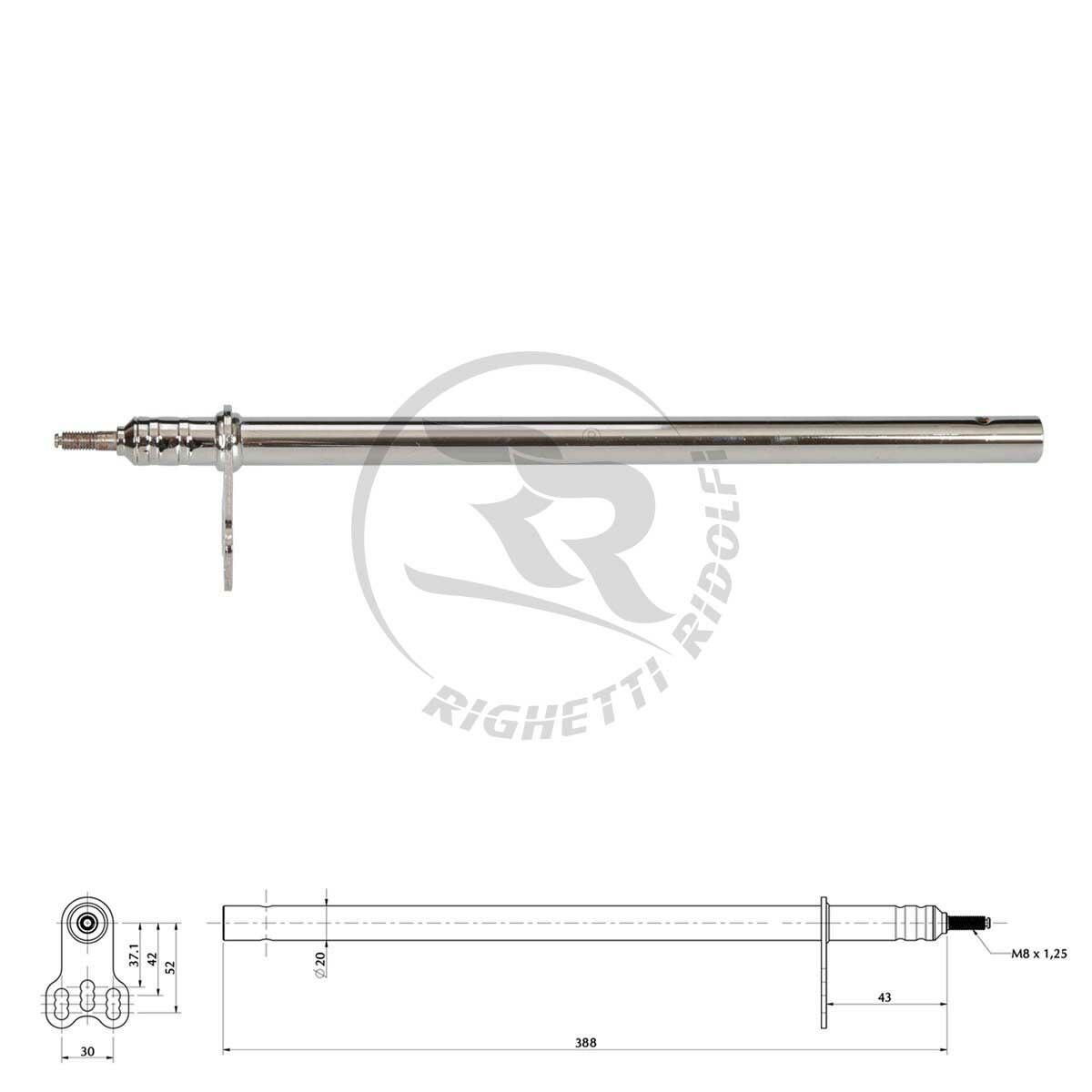 Cadet Kart M8 390mm Chrome Steering Column - Race Rally Supplies