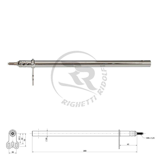 Cadet Kart M8 390mm Chrome Steering Column - Race Rally Supplies