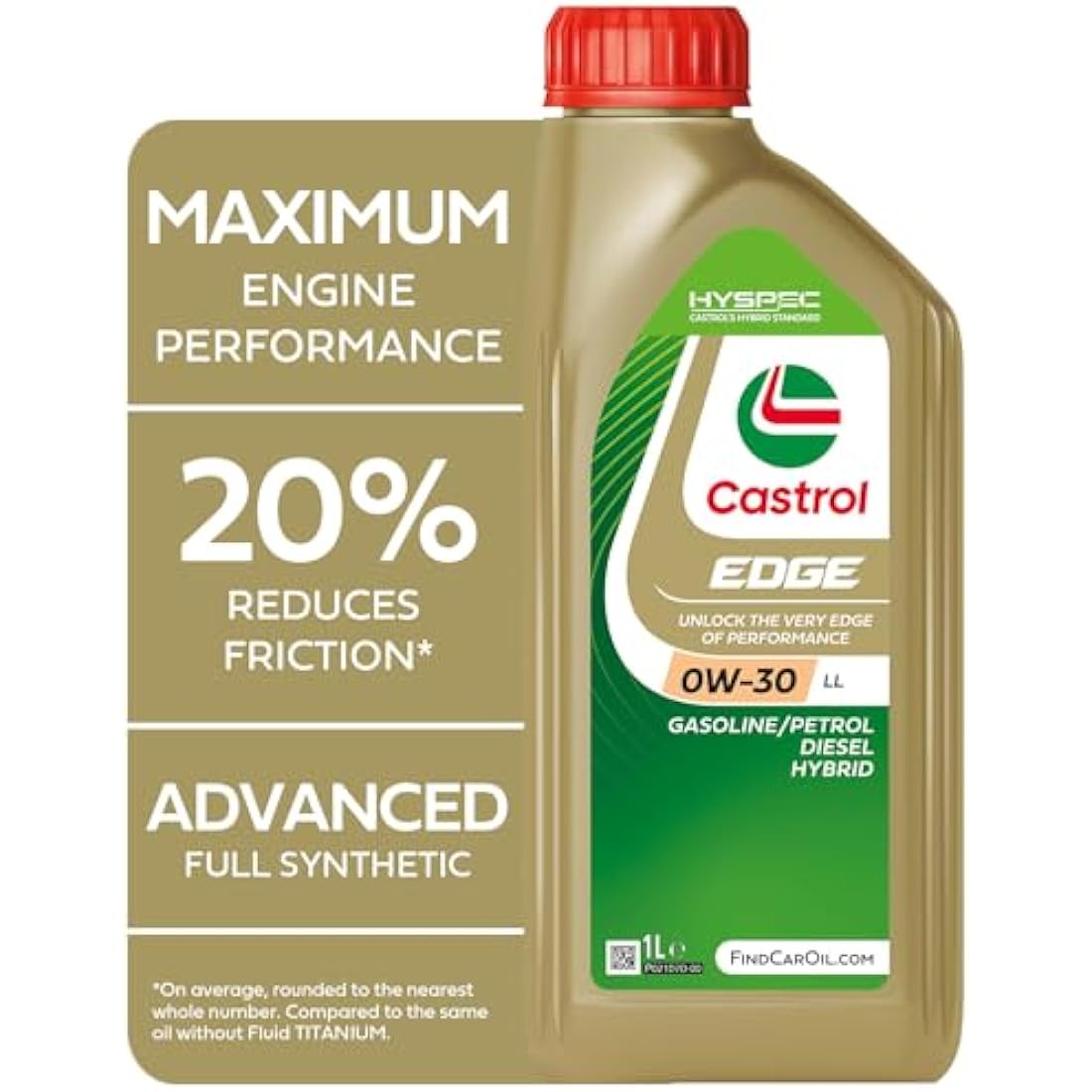 Castrol Edge 0W-30 LL Longlife Engine Oil, 1L, Gold - Race Rally Supplies
