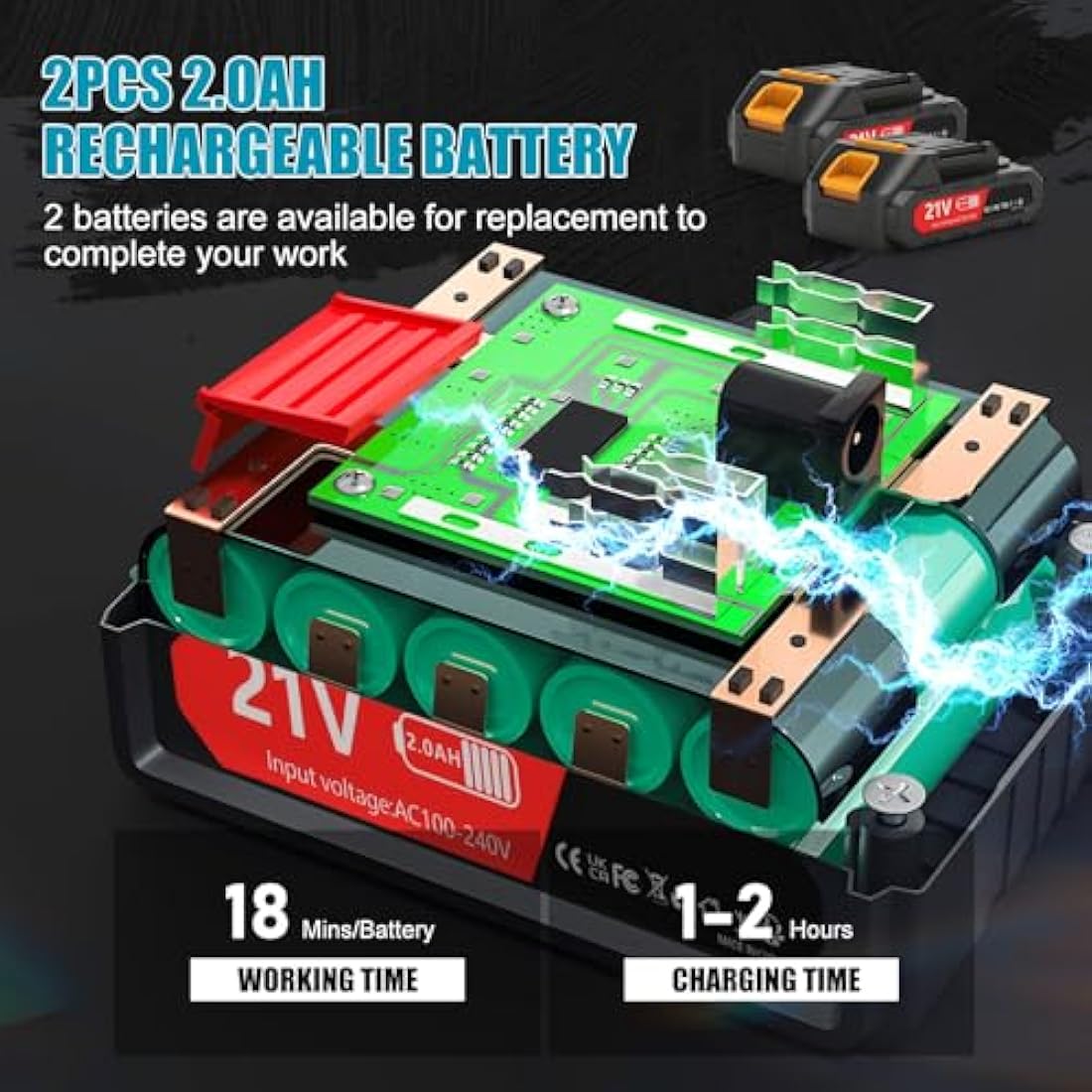 Cordless 21V Pressure Washer – 2x Batteries, 6-in-1 Nozzles - Race Rally Supplies