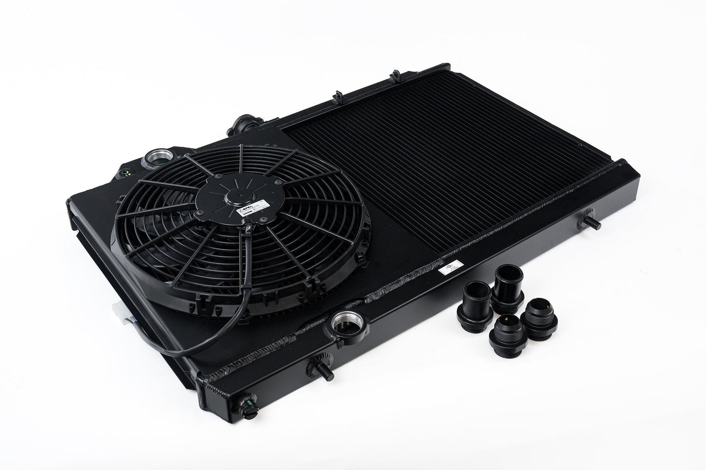 CSF Mitsubishi Evo 7/8/9 Full Size Slim Radiator w/ 12in SPAL Fan - Black - Race Rally Supplies