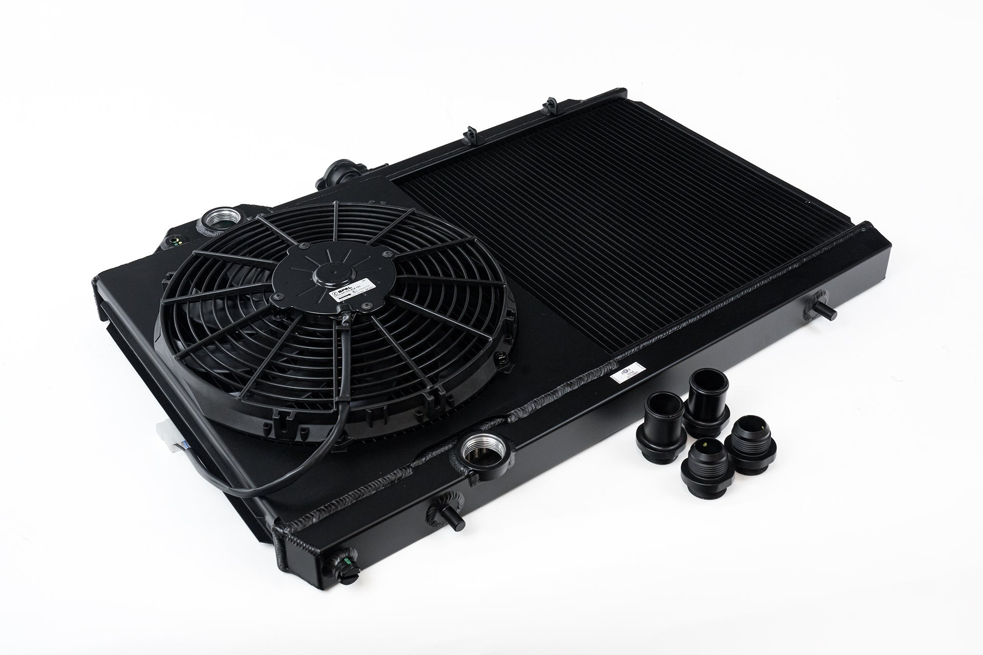CSF Mitsubishi Evo 7/8/9 Full Size Slim Radiator w/ 12in SPAL Fan - Black - Race Rally Supplies