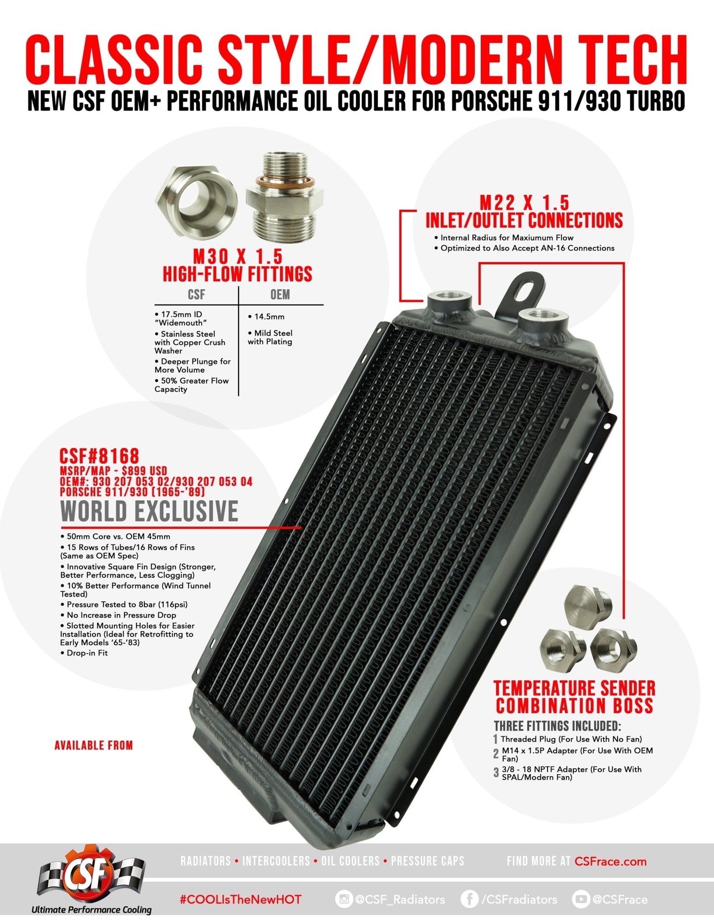 CSF Porsche 911/930 Turbo OEM + Performance Oil Cooler - Race Rally Supplies