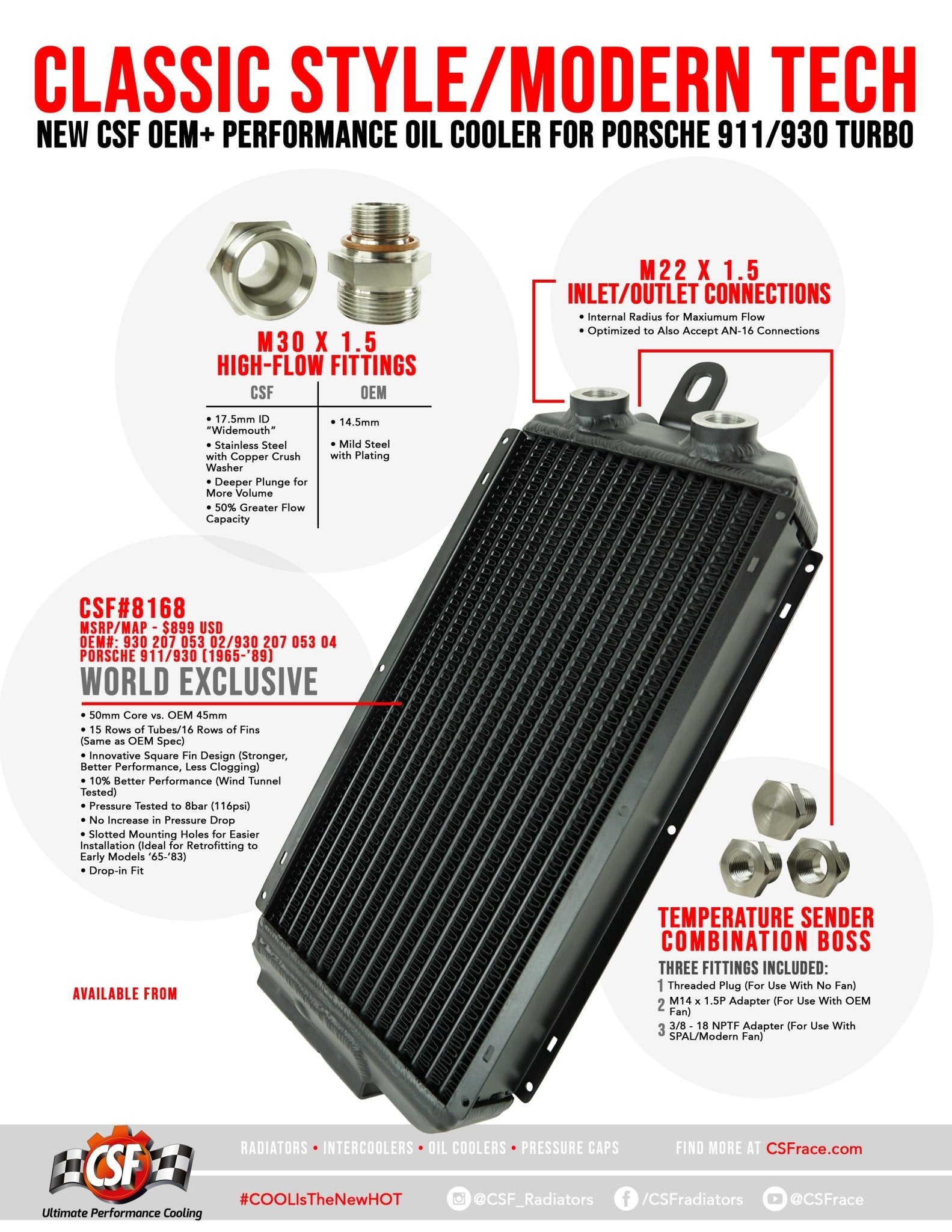 CSF Porsche 911/930 Turbo OEM + Performance Oil Cooler - Race Rally Supplies