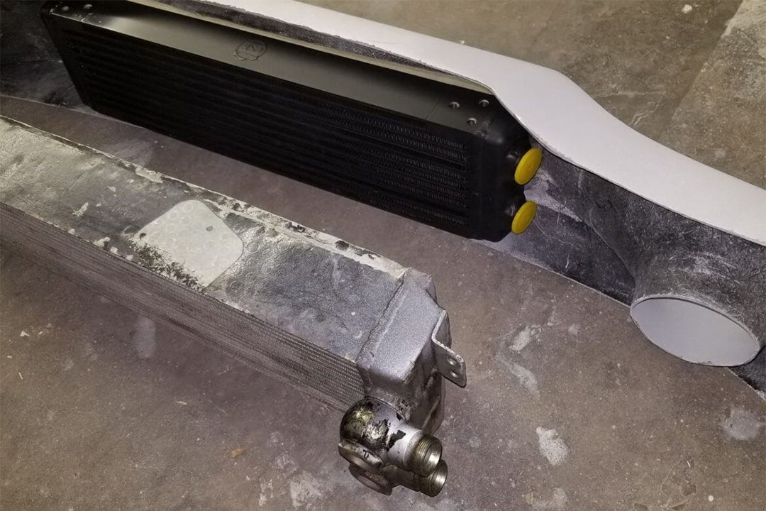 CSF Universal Dual - Pass Oil Cooler / IROC Porsche / M22x1.5 / 24L x 5.75H x 2.16W - Race Rally Supplies