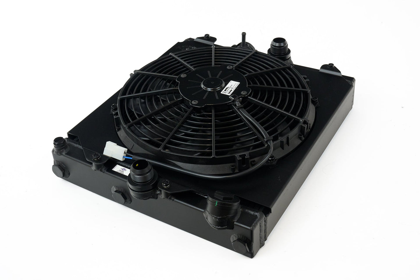 CSF Universal Half Radiator - Evo 7/8/9 / 92 - 00 Civic - w/ SPAL Fan & Shroud - Black - Race Rally Supplies