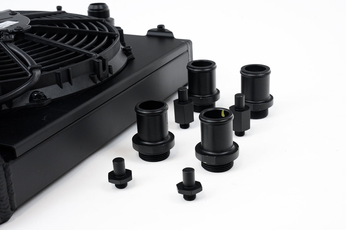 CSF Universal Half Radiator - Evo 7/8/9 / 92 - 00 Civic - w/ SPAL Fan & Shroud - Black - Race Rally Supplies