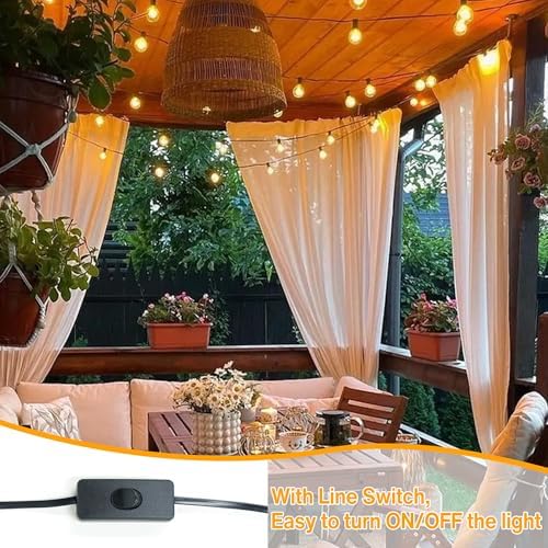 DSLebeen Festoon Lights Outdoor Garden: LED String Lights Mains Powered 45M 150FT G40 Globe Bulbs Warm White 2700K Connectable Decorative Outside Lighting Hanging for Patio, Gazebo, Pergola, Yard - Race Rally Supplies