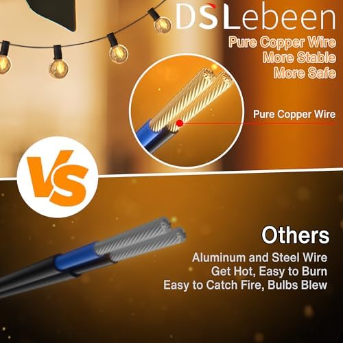 DSLebeen Festoon Lights Outdoor Garden: LED String Lights Mains Powered 45M 150FT G40 Globe Bulbs Warm White 2700K Connectable Decorative Outside Lighting Hanging for Patio, Gazebo, Pergola, Yard - Race Rally Supplies