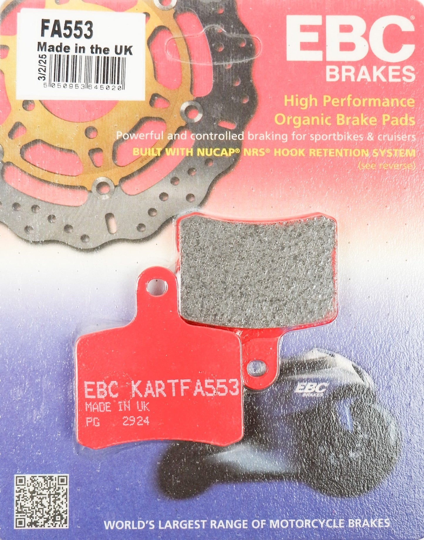 EBC OTK Tony Kart 2017 - Current BWD / BSD Hard Brake Pad Set FA553 - Race Rally Supplies