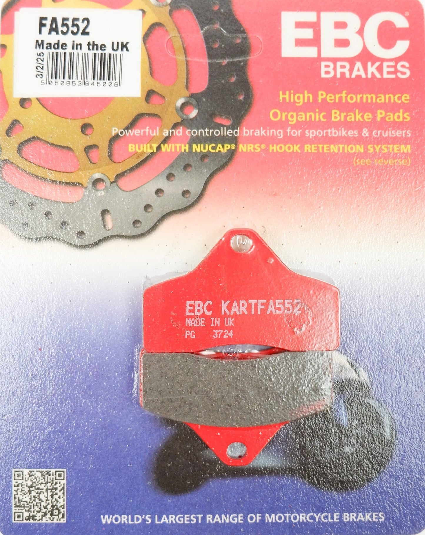 EBC OTK Tony Kart Cadet 950 EVS BSS & KZ Hard Brake Pad Set FA552 - Race Rally Supplies
