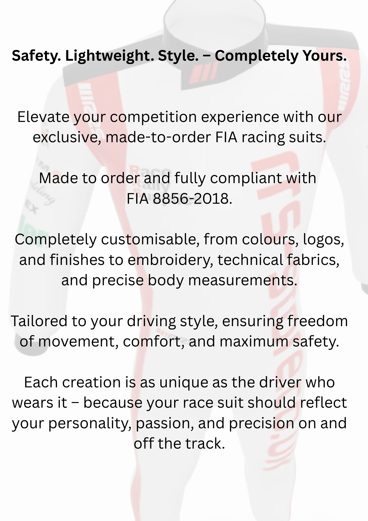 FIA 8856 - 2018 Custom Race Suits - Race Rally Supplies