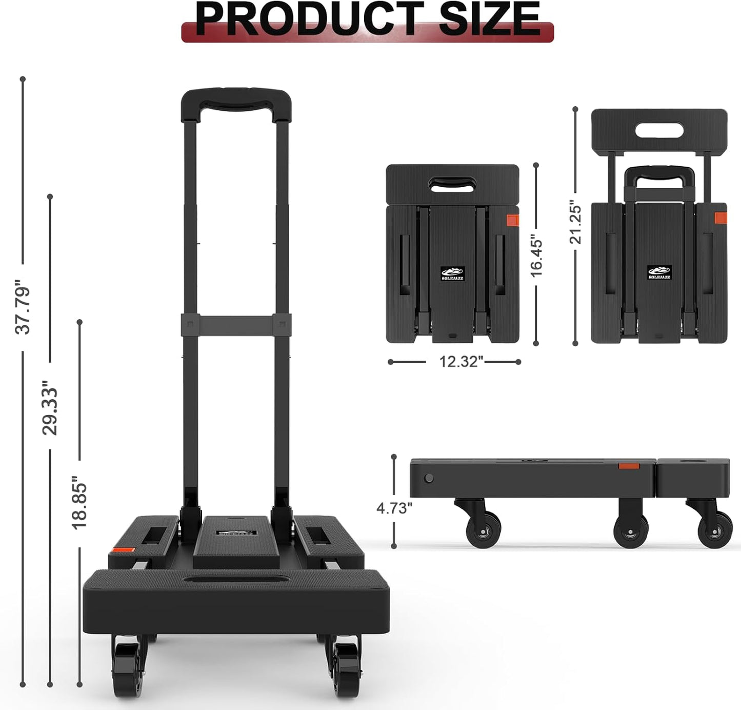 Folding Hand Truck 230KG Portable Dolly 6 Wheel Trolley - Race Rally Supplies