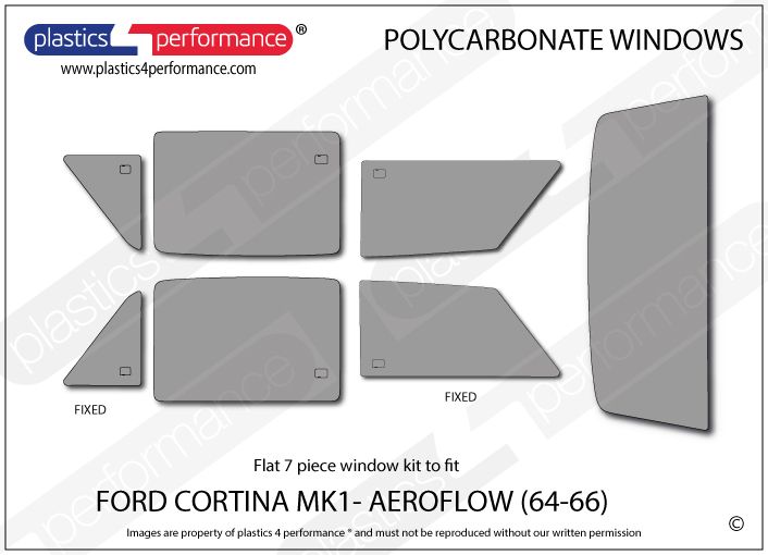 FORD - Cortina MK1 - Lexan Polycarbonate window kit - Available for 1962 - 1964 & 1964 - 1966 models - Race Rally Supplies