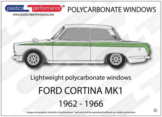 FORD - Cortina MK1 - Lexan Polycarbonate window kit - Available for 1962 - 1964 & 1964 - 1966 models - Race Rally Supplies